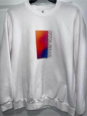 Cyclebar White Crewneck with Orange-Pink Gradient Logo